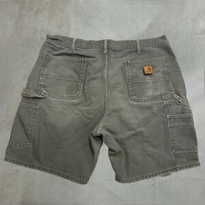 Vintage Carhartt Carpenter Shorts Mens 38 Moss Green Distressed B25 MOS Canvas